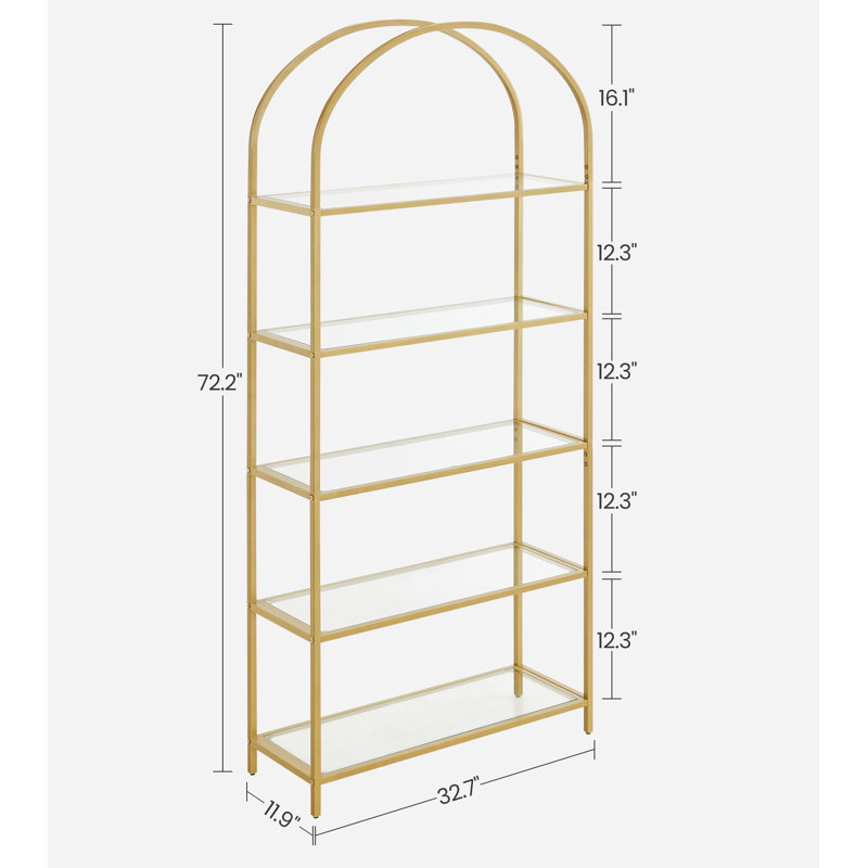 Adrianne 72.2 H x 32.7 W Etagere Bookcase Gold
